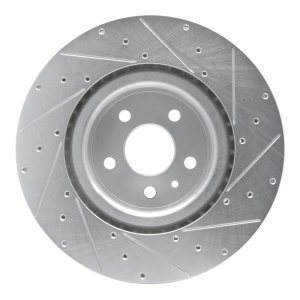 Tesla Model S Brake Rotor (1) - Front Left - R1 Concepts - Drilled & Slotted - Silver - `12-`21